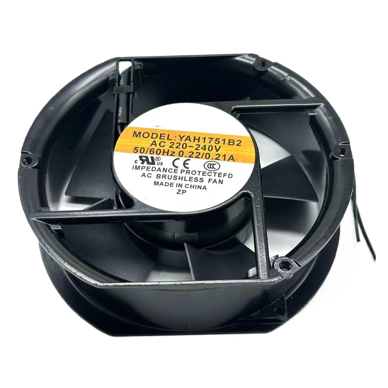YMUGUEGH YAH1751B2 AC 220V 0.22A 172x150x51mm 2-Wire Server Cooling Fan