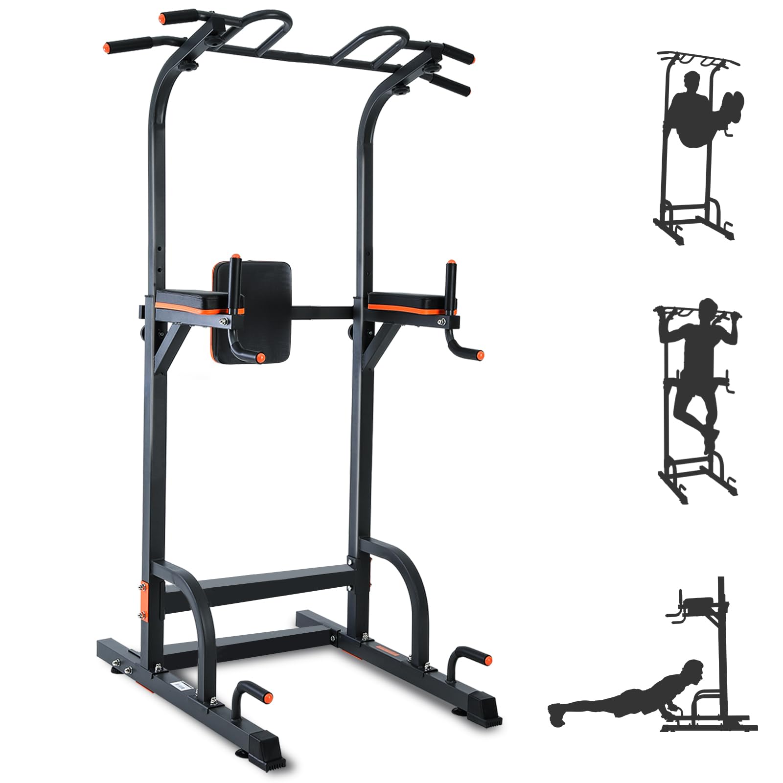 ISE Power Tower - Barra de tracción para silla romana de altura ajustable, multifunción, dips abdominales, estación de musculación para entrenamiento en casa, reposabrazos, fitness, 130 kg