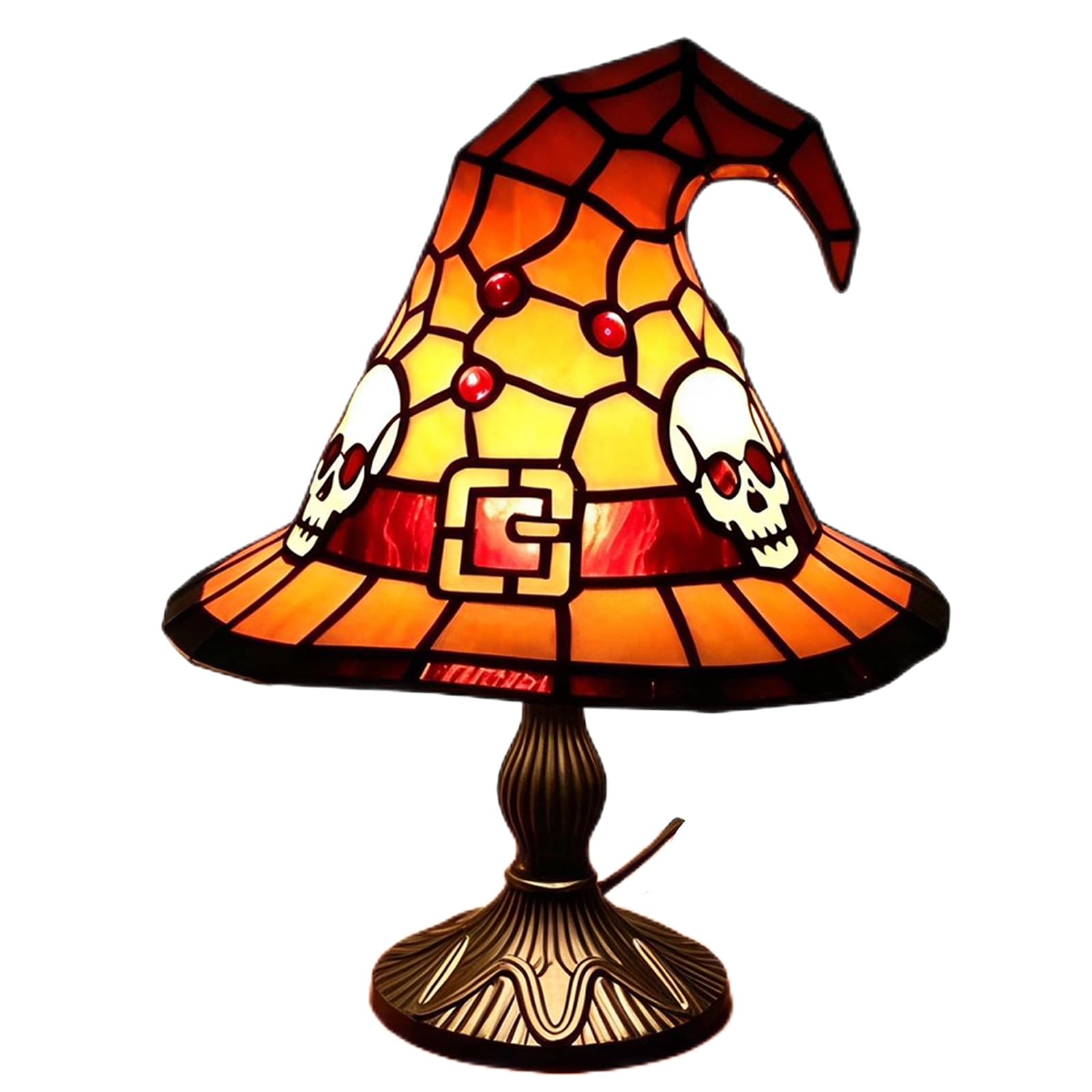 Introti Witch Hat Lamp Multifunctional Handcrafted Retro Resin Witch Lamp Wear Resist Gothic Wizard Hats Night Light for Bedroom Mantel Bookshelf Entryway