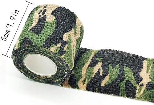 Miniatura 2 de MeiShiEr Cinta de camuflaje autoadhesiva de 12 rollos de 2 x 177 pulgadas vendaje elástico militar banda elástica de tela multifuncional para