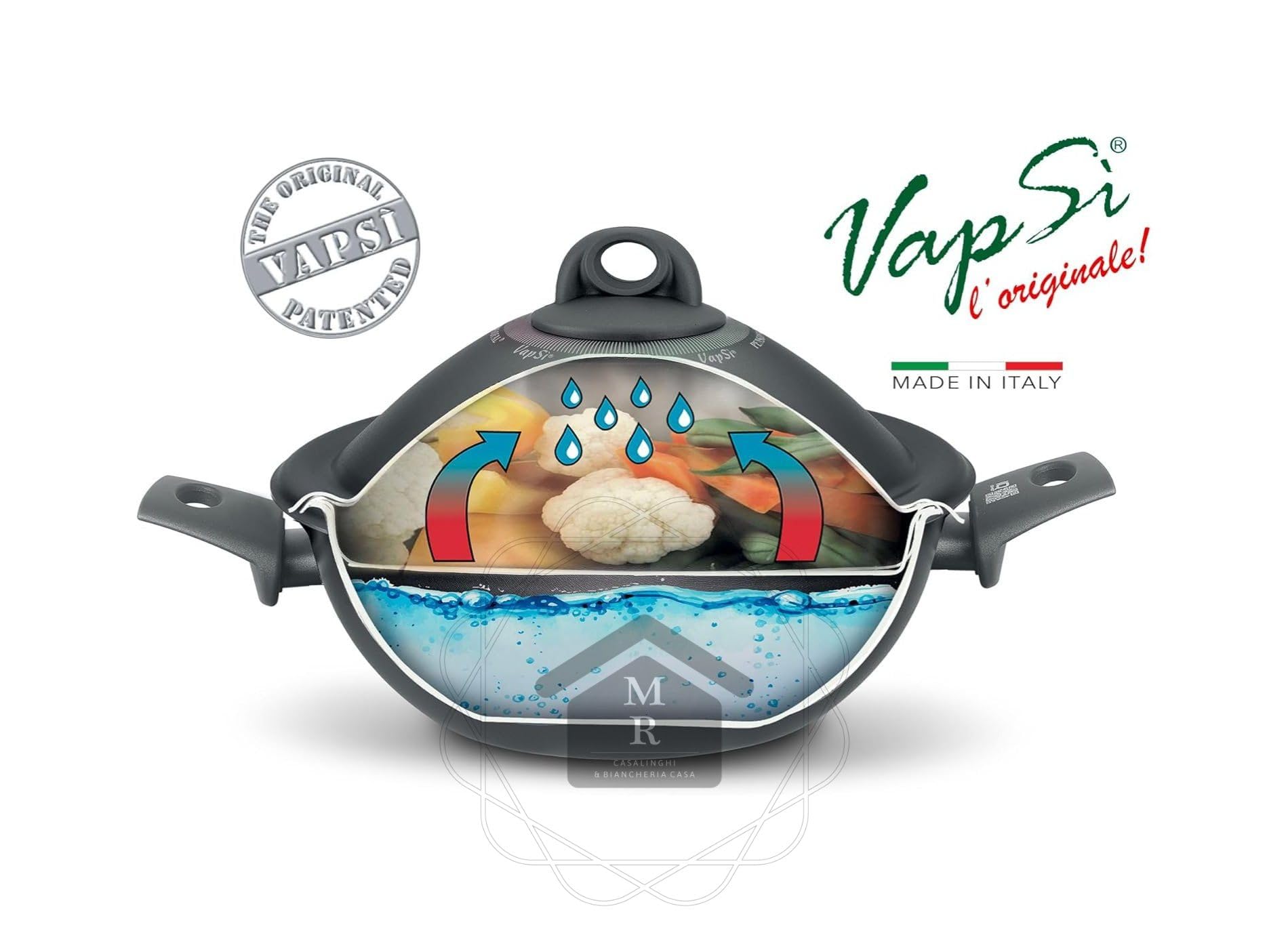 Generico VAPSI WOK ANTIADERENTE CON GRIGLIA RIVESTIMENTO DIAMOND 6 STRATI COTTURA A VAPORE FONDO INDUZIONE