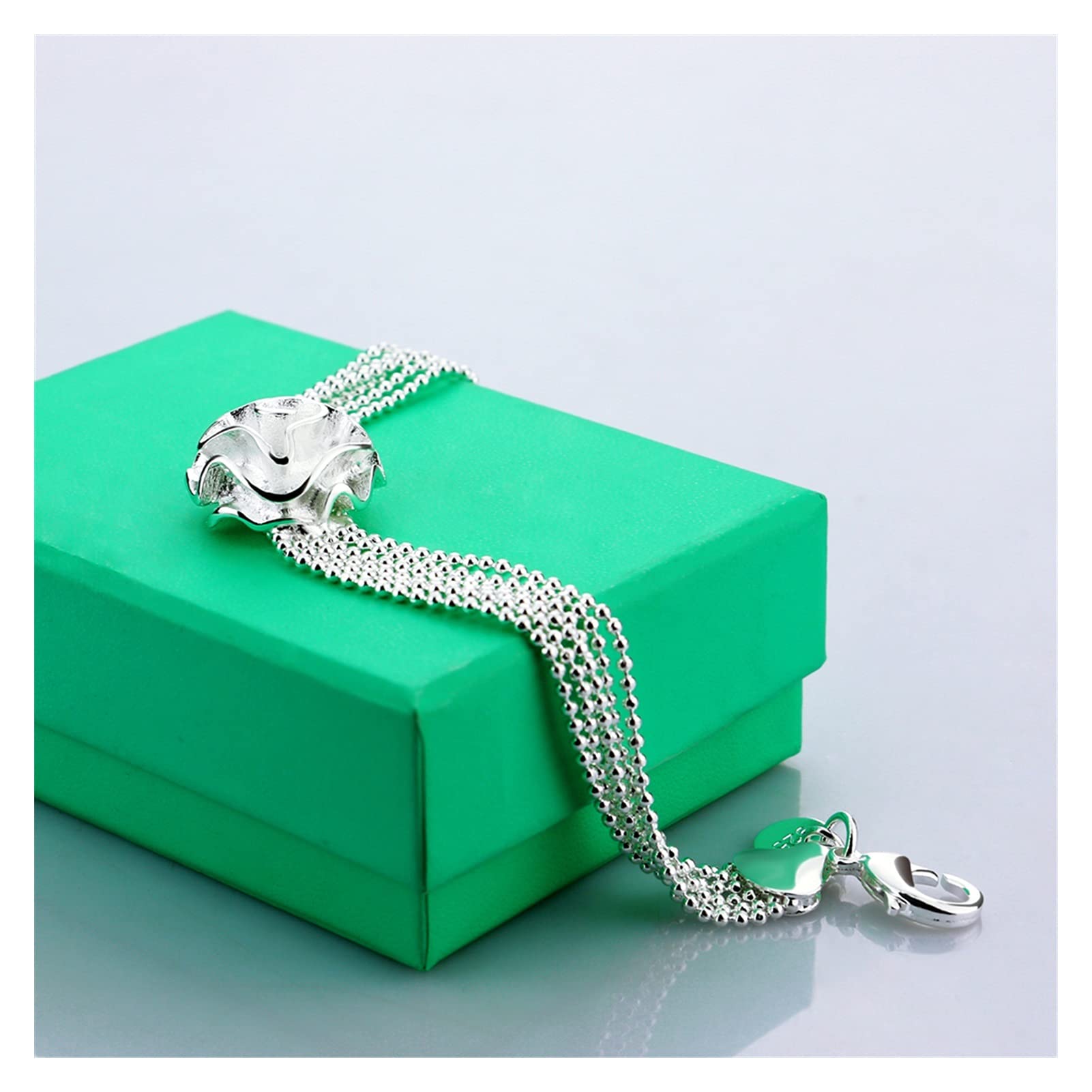 Pulsera de Piedra Natural Pulsera Moda Plata Rosa Mujeres Elegante Pulsera de Borla Multicapa Brazalete Joyería Fina Pulsera de Regalo Joyería