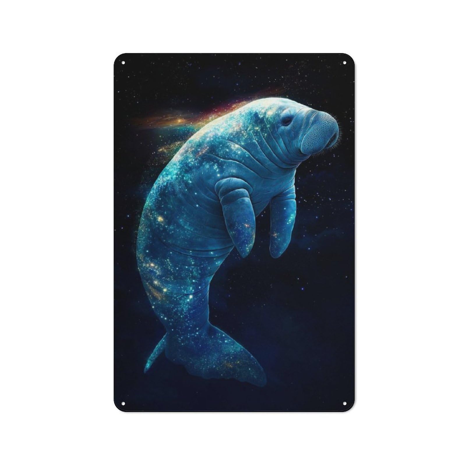 Junmoney Cosmic Manatee Tin Wall Plaque 30X20cm With For Man Cave Or Games Room, For Garage, Workshop And Man Cave Decoration