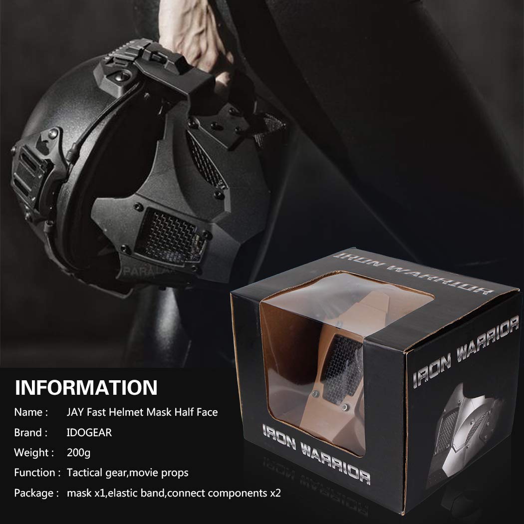 IDOGEAR Masque tactique pour airsoft demi-visage en maille d'acier - Style militaire - Confortable et réglable - Flexible (marron coyote