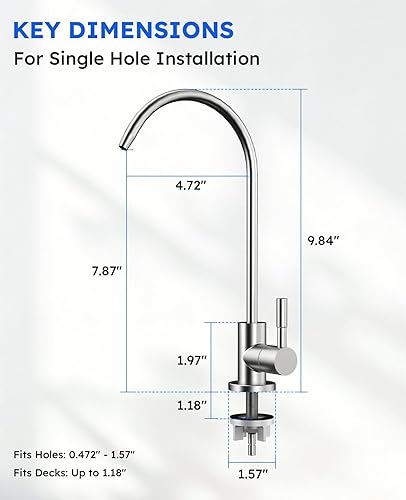 Miniatura 2 de Grifo de agua potable, grifo de filtro de agua para fregadero de cocina, grifo de filtro de agua de cocina de acero inoxidable sin plomo para