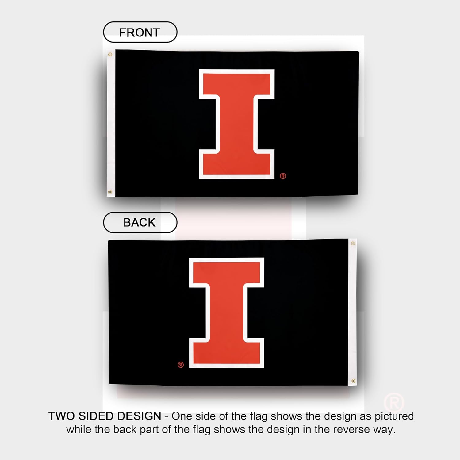 Desert Cactus University of Illinois Flag - 3 x 5 Feet Fighting Illini U of I Banner, Indoor/Outdoor Durable Fabric Display (Style G1) - Image 2