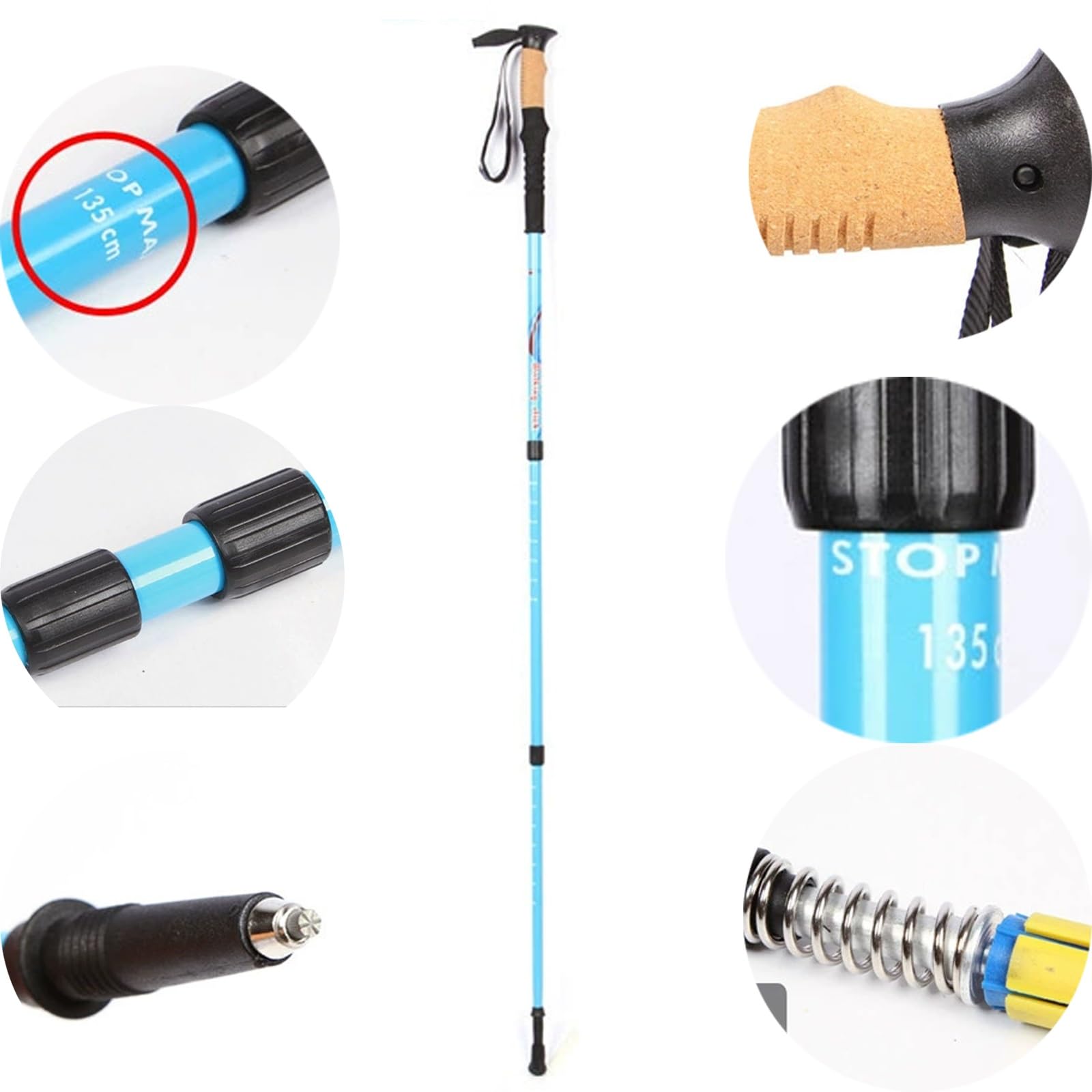 Dos Bastones de Senderismo de Fibra de Carbono para Uso en Exteriores, Telescópicos de 3 Segmentos y Plegables, Ideales para Trekking y Montañismo