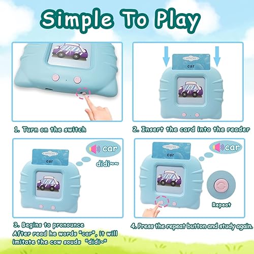 Miniatura 6 de BAOXUE Juguetes de aprendizaje para niños de 1, 2, 3, 4 años, juguetes educativos para niños de 2 a 4 años, tarjetas flash parlantes con 224