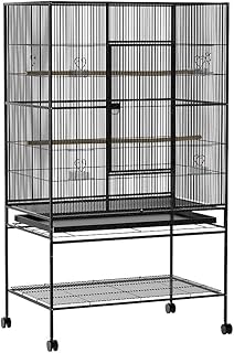 i.Pet Bird Cage Parrot Aviary Pet Stand-alone Budgie Perch Castor Wheels Large 140cm