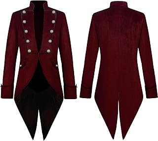 Steampunk Men's Gothic Tuxedo Suits Praty Renaissance Victorian Medieval Coat Jacket Medieval Frock Coat with Hood Victorian Punk Clothing Court Halloween Costume