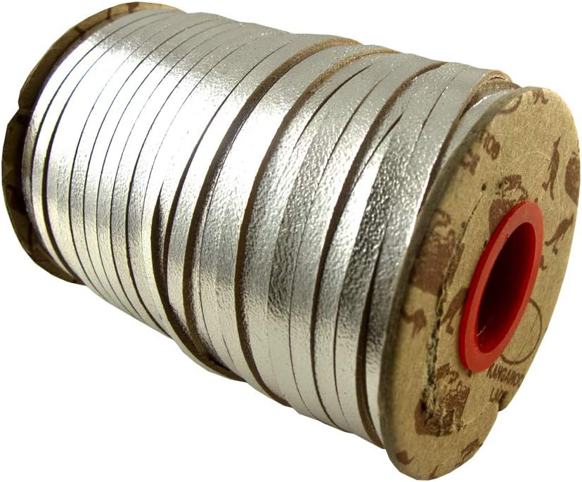 Silver Foil Metallic Kangaroo Lace by SLC, 1/8" x 10 Yarda