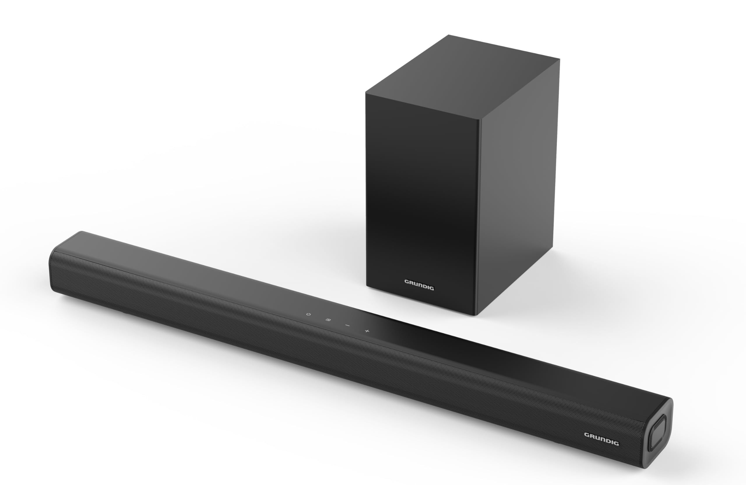 GRUNDIG 2.1 Barra de Sonido DSB 991 SW con subwoofer, diseño Inteligente, Potencia de Salida de 90 vatios, conexión inalámbrica, Bluetooth 5.4, HDMI (ARC-CEC), USB, Entrada óptica y AUX, Negro