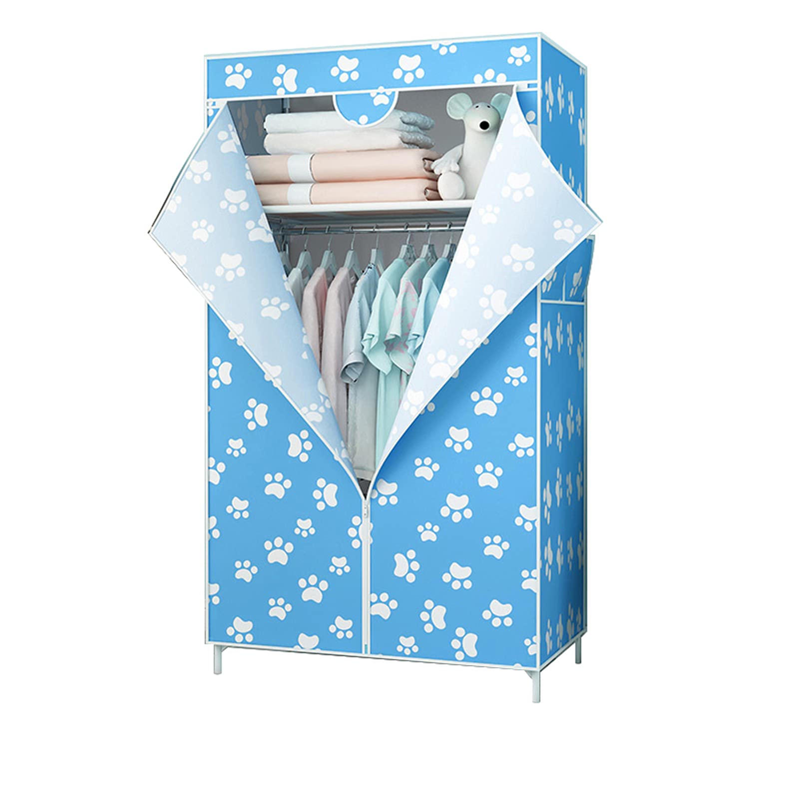 Armario Plegable De Lona, Riel para Colgar Ropa De Dormitorio Independiente Dormitorio De Condominio Organizador De Almacenamiento De Ropa Portátil con Bolsillos Laterales 155 * 43 * 70 CM