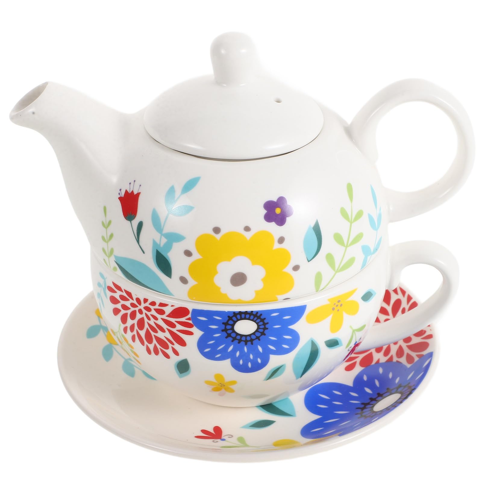 Service à Thé en Céramique 1 Set avec Théière à Motifs Floraux et Tasses Style Anglais pour Bureau et Voyage Design Élégant Classique