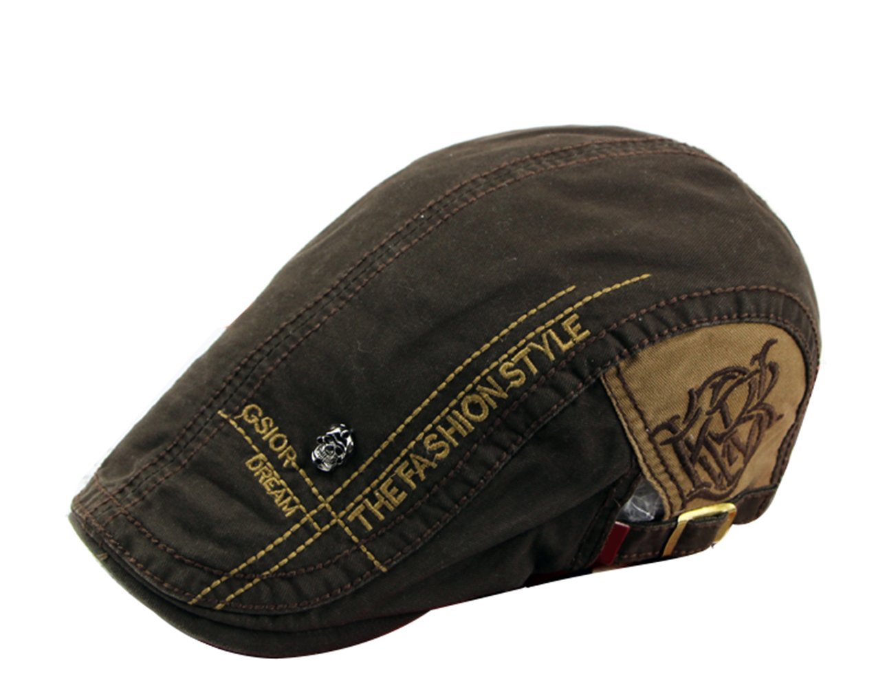 CHENNUO Men's Cotton Flat Cap Adjustable Ivy Gatsby Newsboy Cap Irish Cabbie Hunting Hats (Brown)