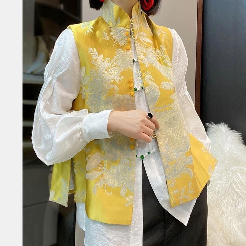 Traje de primavera estilo chino para mujer chaleco oriental con botones de rana JYHBHMZG 2