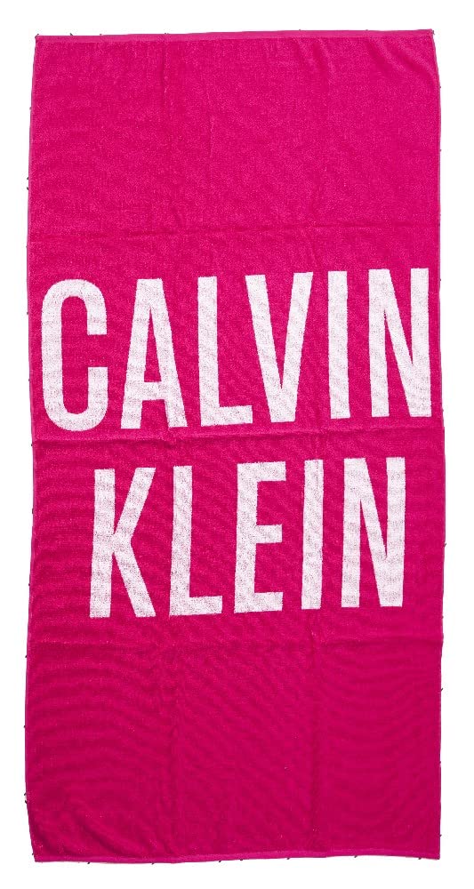 Calvin Klein Toalla de Playa CK SPA Piscina algodón Esponja 170 x 90 cm (Aprox.) con Logo artículo KU0KU00089 Toalla, T01 Royal Pink, Unica - One Size