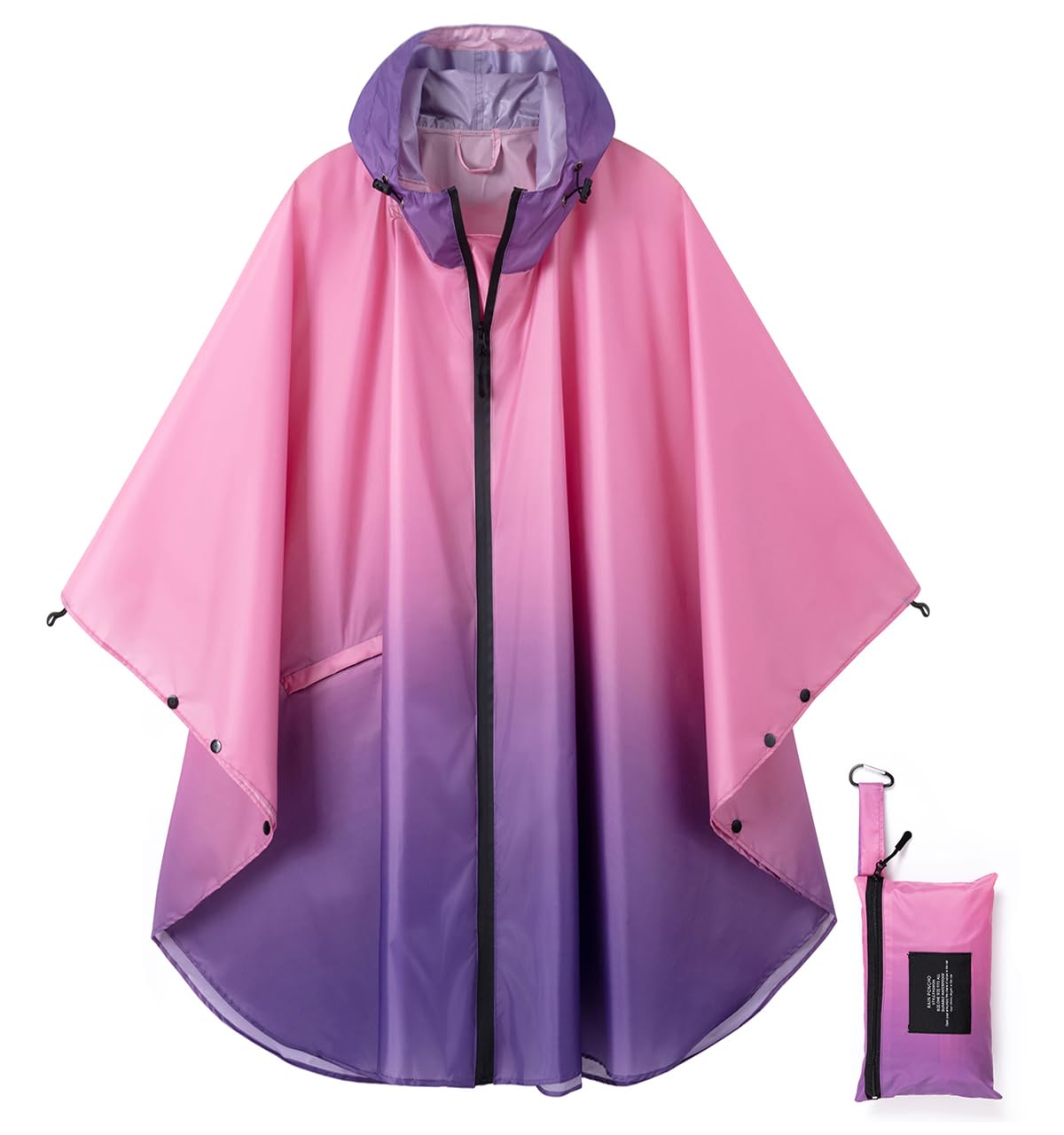 Rain Poncho Jacket Coat Hooded Zipper Style for Women/Men/Adult with Pocket