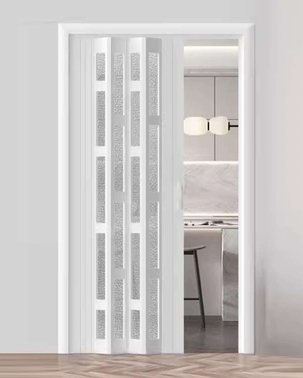 Puerta plegable tipo acordeón, de PVC y acrílico para gabinete, armario, cocina, divisor de pasillo