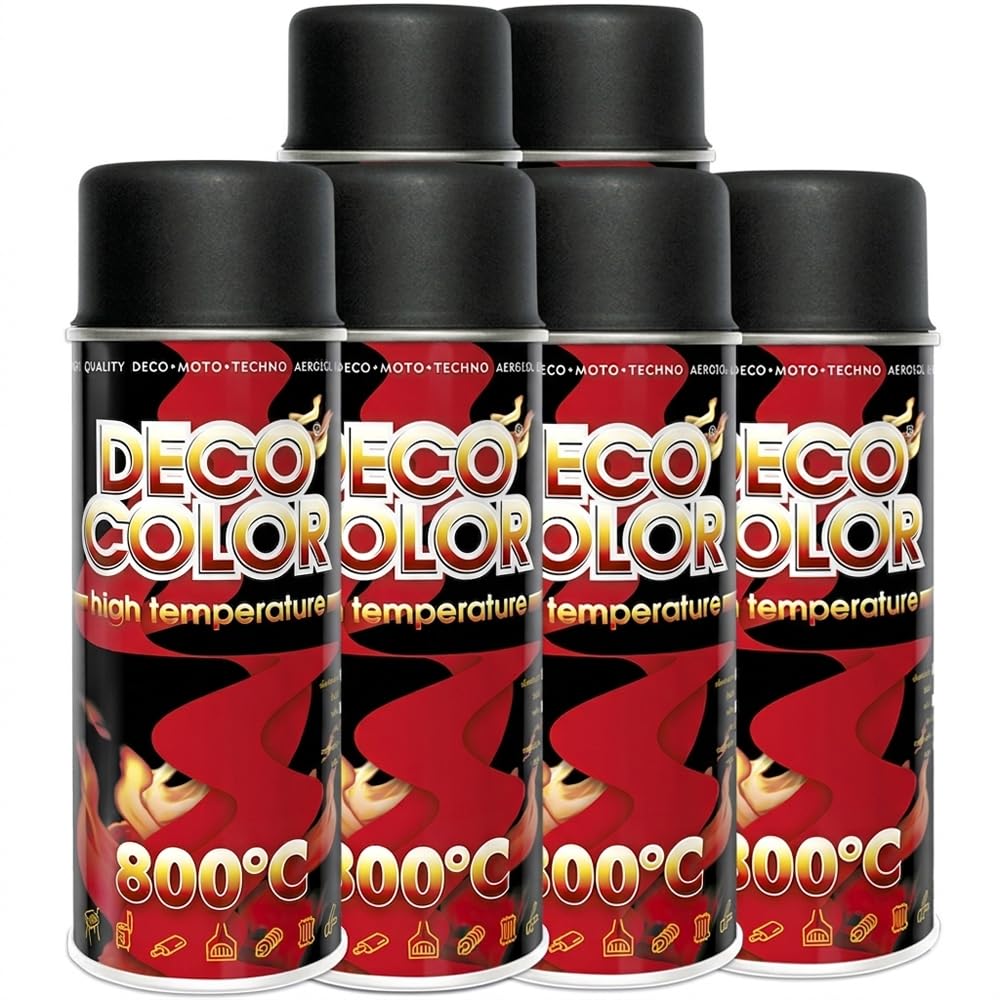 6 Stück 400ml schwarz Ofenlack Auspufflack Lack hitzebeständig 800°C