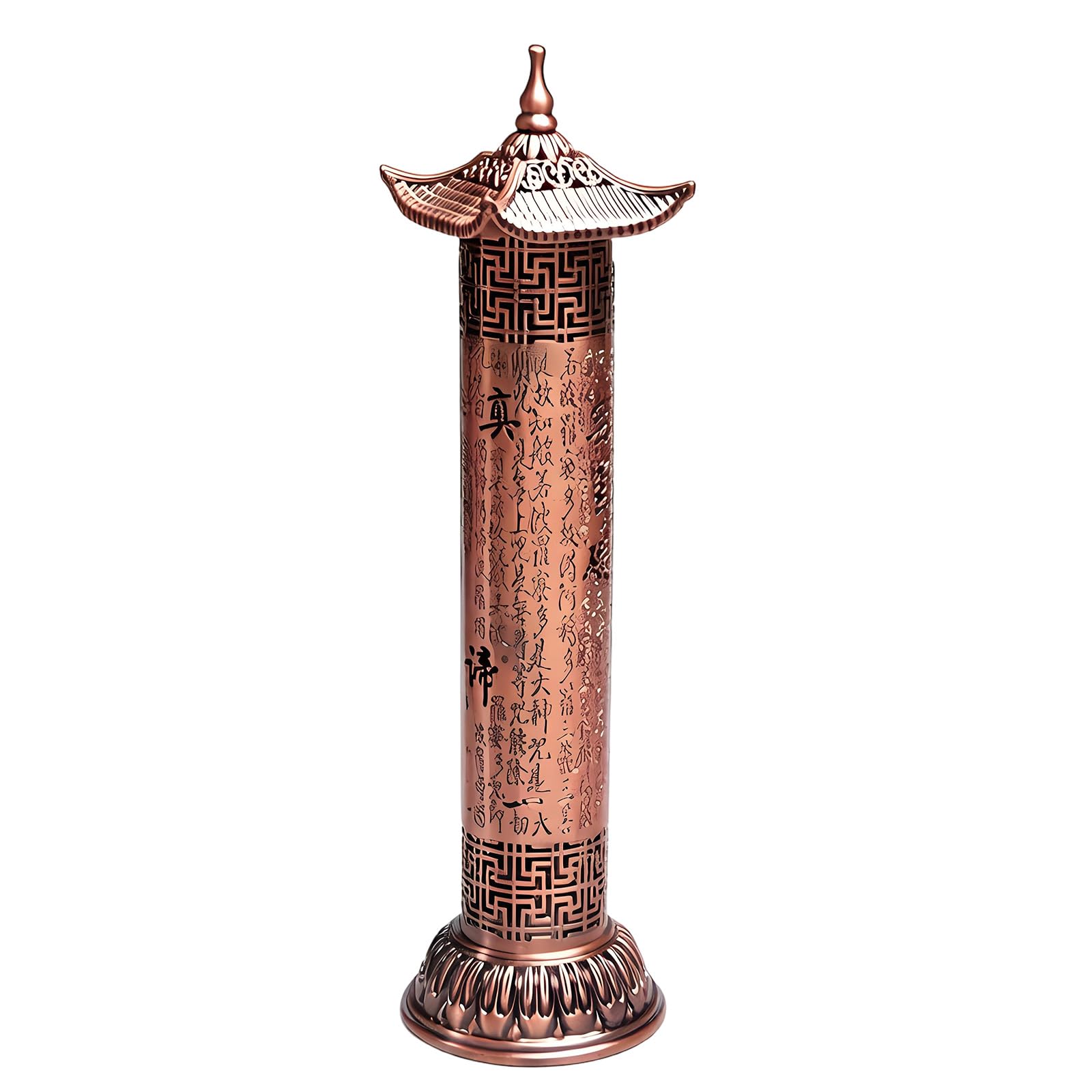 Alloy Vertical Incenses Burners with Intricate Heart Sutras Carvings Hollow Cylinder Censers for Meditations Home Decors Buddhist Scented Stove