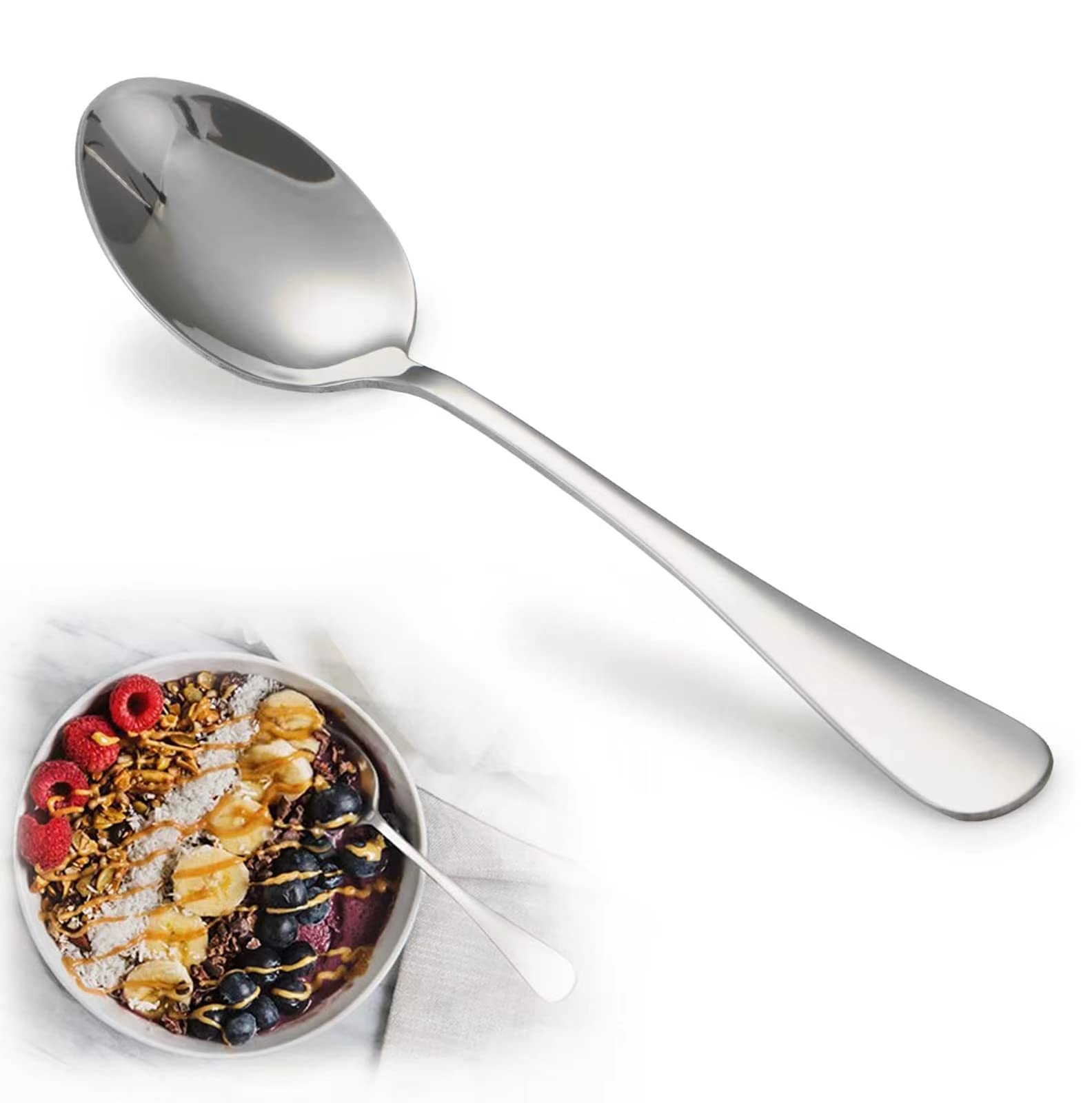 SANTUO Stainless Steel Teaspoon Set,12 Piece 6.7" Spoons Silverware,Dessert Spoons,Mirror Finish & Dishwasher Safe
