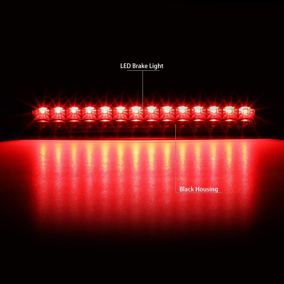 DNA MOTORING 3BL-CTRAIL04-LED-BK Black Housing LED Third Tail Brake Light [Compatible with 04-07 RAINIER / 02-09 TRAILBLAZER/ENVOY / 03-08 ASCENDER / 2002-2004 BRAVADA]