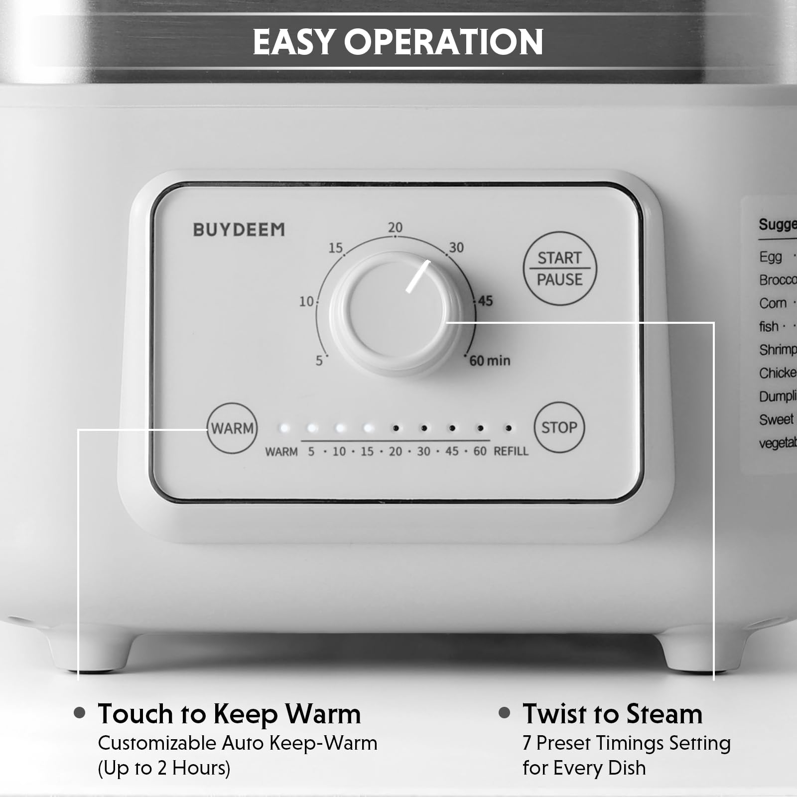 BUYDEEM Electric Food Steamer - 10.6L, 7 Timings -7