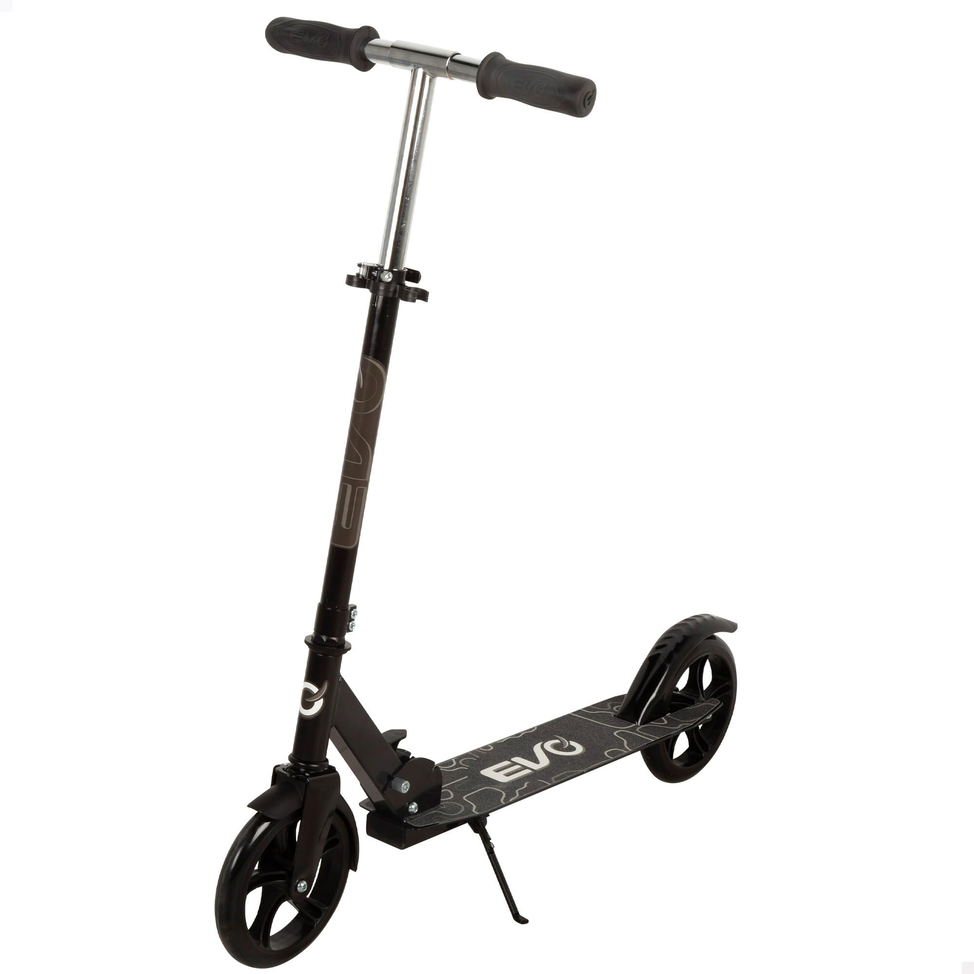 ColorBaby EVO Patinete Infantil 2 Ruedas, Negro, Altura 81-91 cm, Plegable, Freno Trasero, Soporte Lateral, Base Antideslizante, Máx. 100 kg, Juguetes niños 8 años, Patinetes Infantiles (54347)
