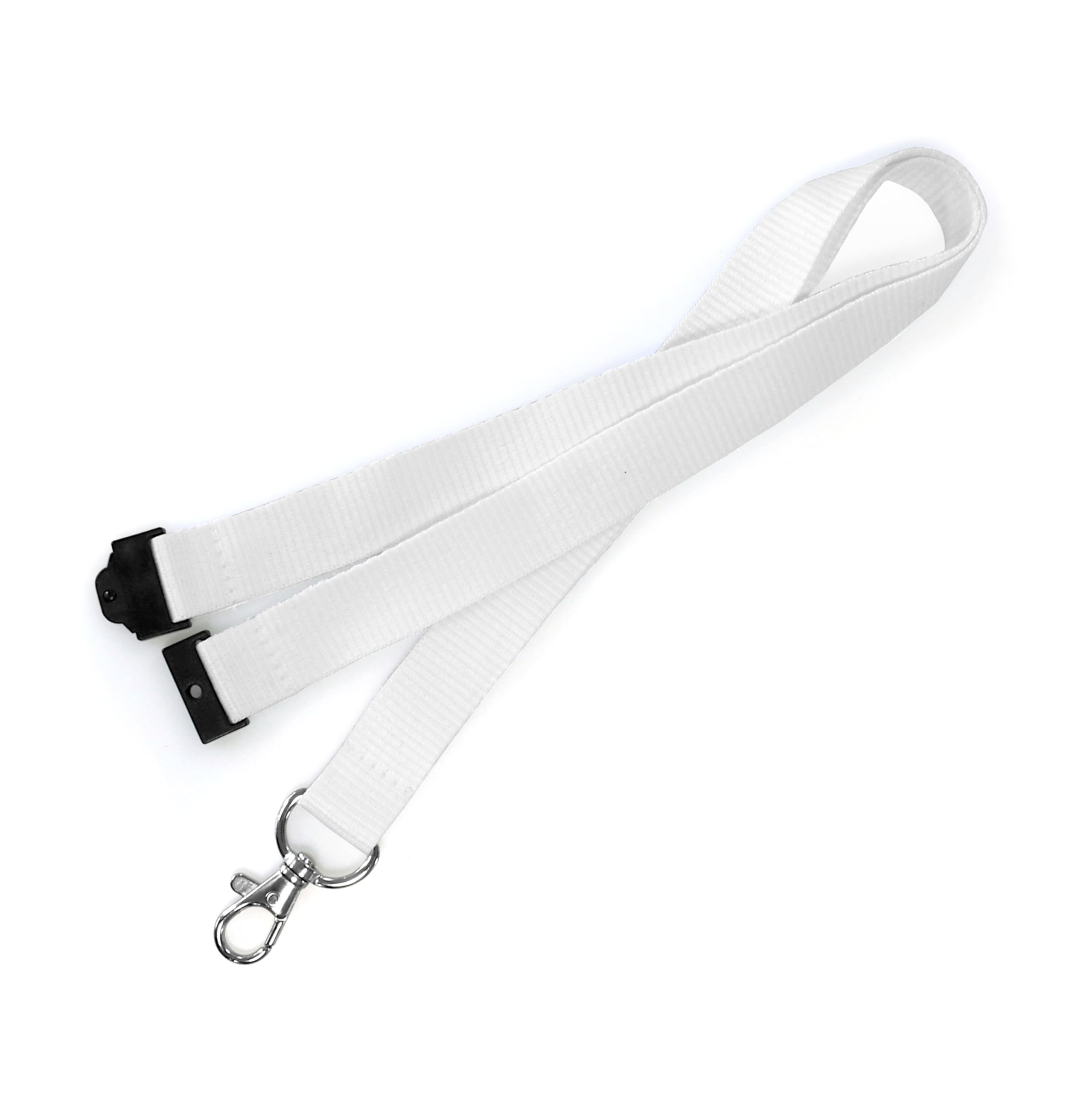 Easybadge White Lanyards For Id Badges And Passes With Safety Breakaways And Trigger Clip - Pack Of 100