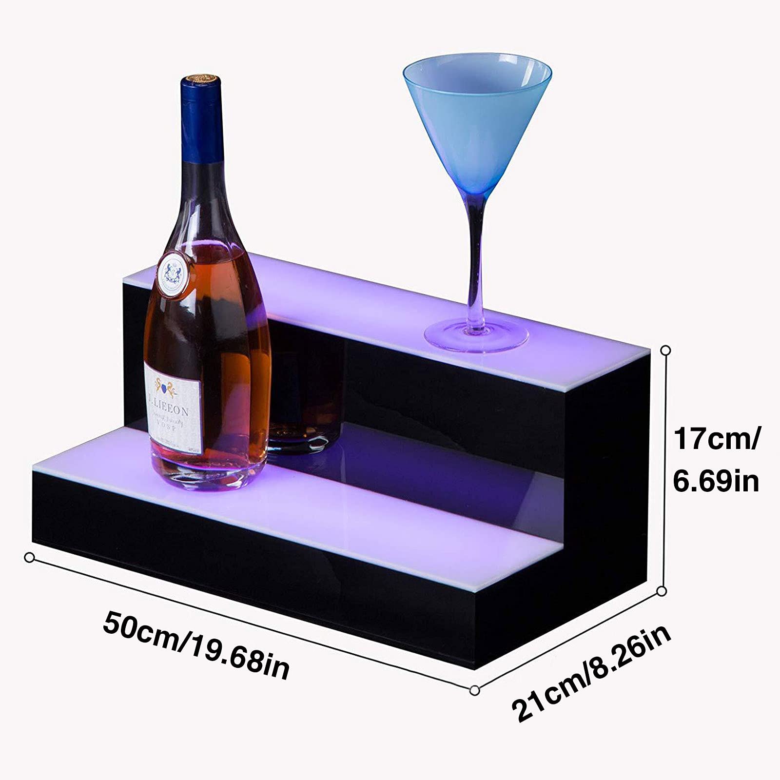 Amazon｜LED照明付き酒瓶ディスプレイ棚、2段階照明付きボトル棚、家庭