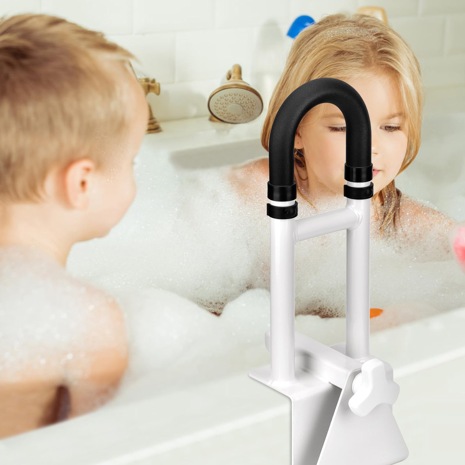 Asidero para bañera para personas mayores, asa de baño con altura y ancho ajustables para mayores y discapacitados, ayuda para entrar y salir de la bañera, Agarradera para Bañera