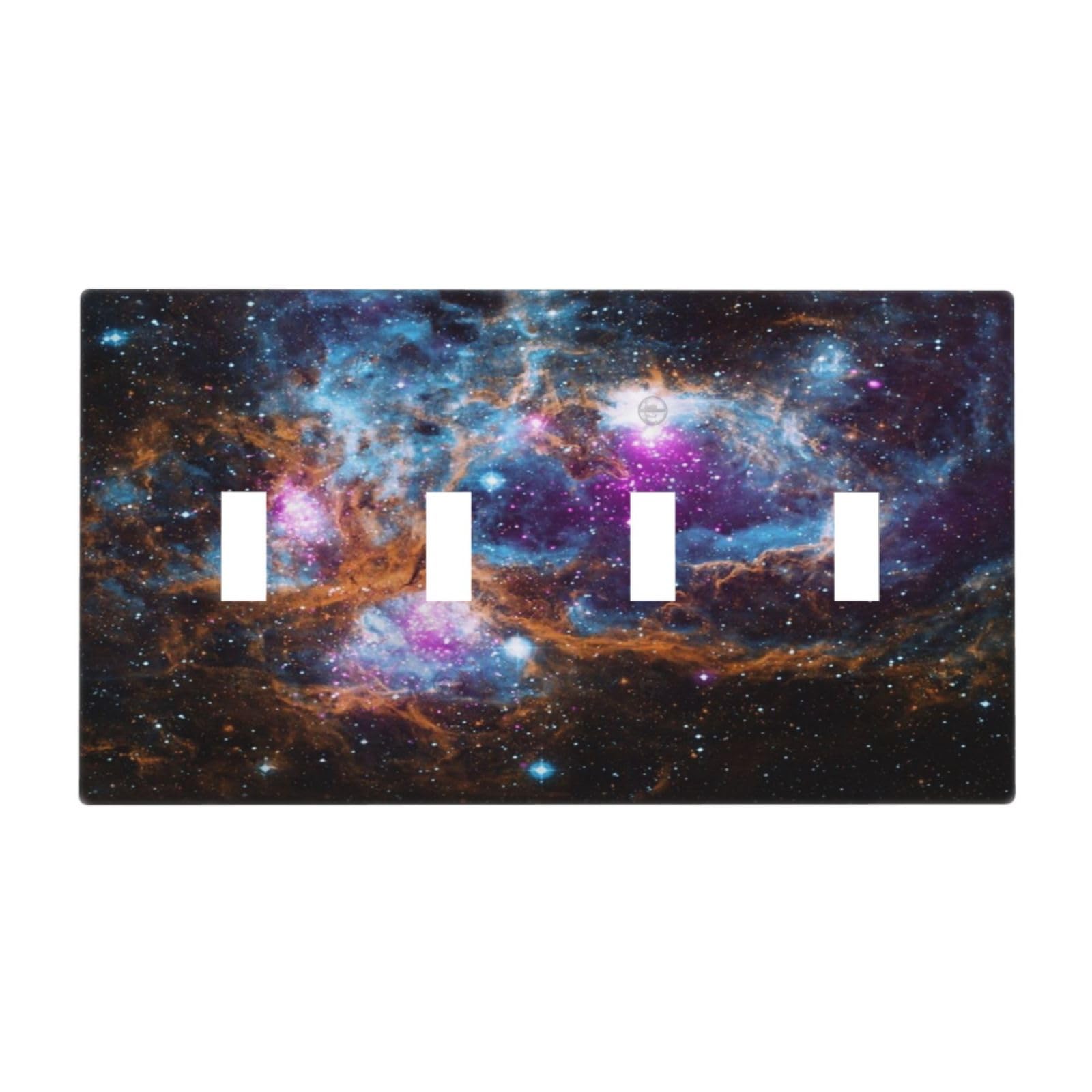 Psychedelic Mysterious Starry Sky Quad Toggle Light Switch Covers Decorative Outer Space Galaxy 4 Gang Wall Plate Cover Cool Trippy Nebula Universe Electrical Switchplate Fcaeplate for Bathroom Decor