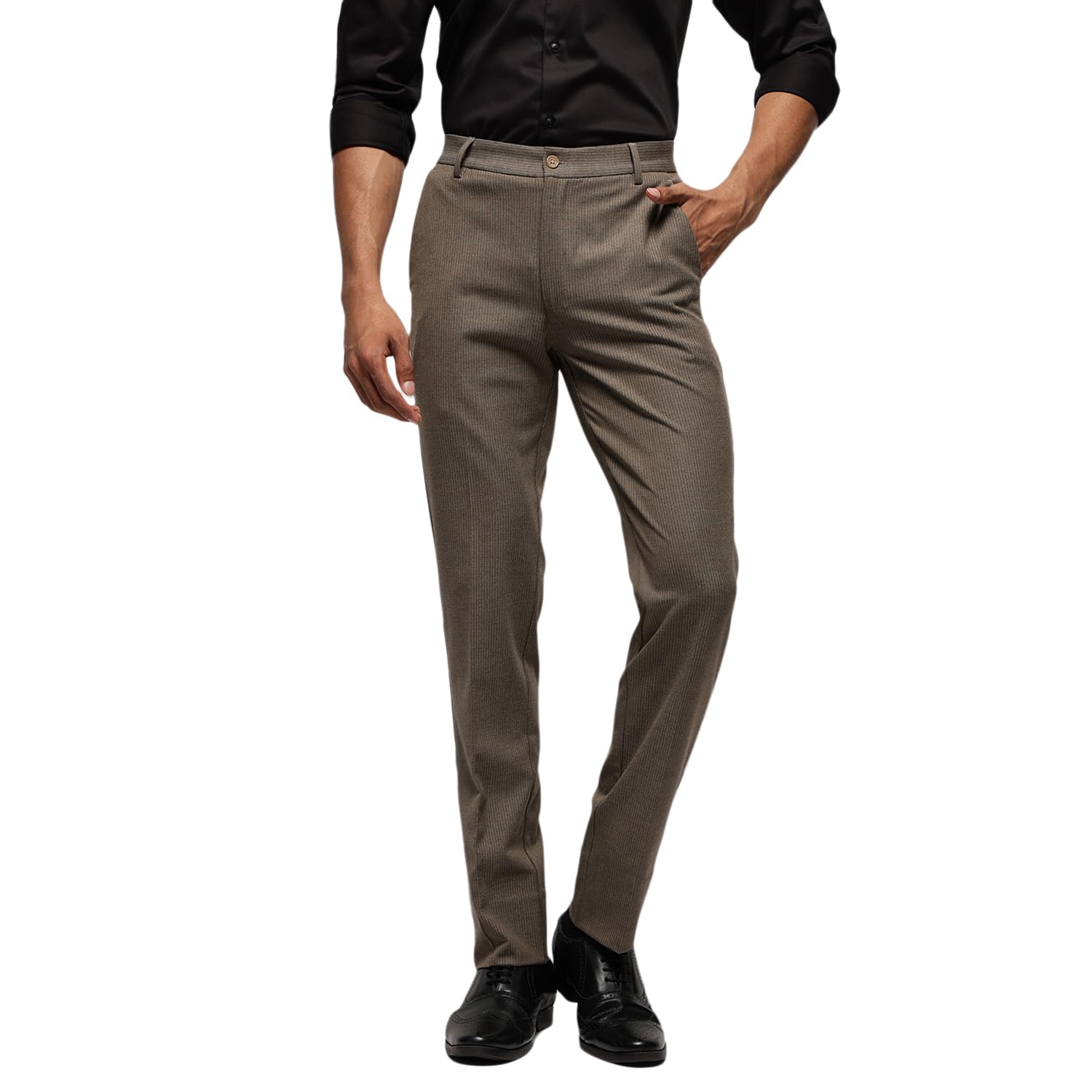 subtract Men 4 Way Stretch Wrinkle Free Slim Fit Formal Trouser with 2 inch Flexible Waistband | Men's Trousers for Office or Party-picture-28