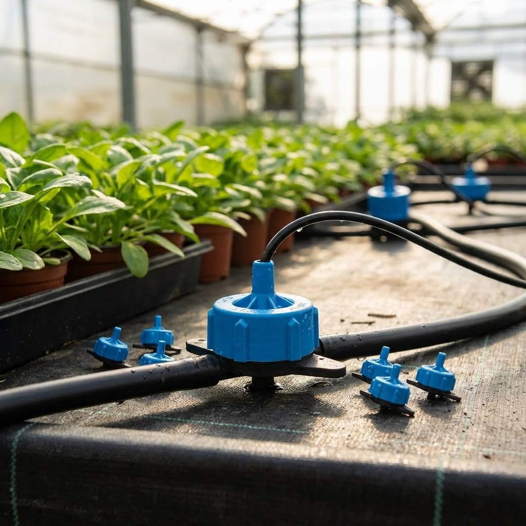 Suinga 500 x Gocciolatori AUTOCOMPENSANTI da 4 l/h per l'irrigazione agricola. Gocciolatore pizzicato SMONTABILE per microtubo. Pressione di lavoro da 0,5 a 3,5 bar.
