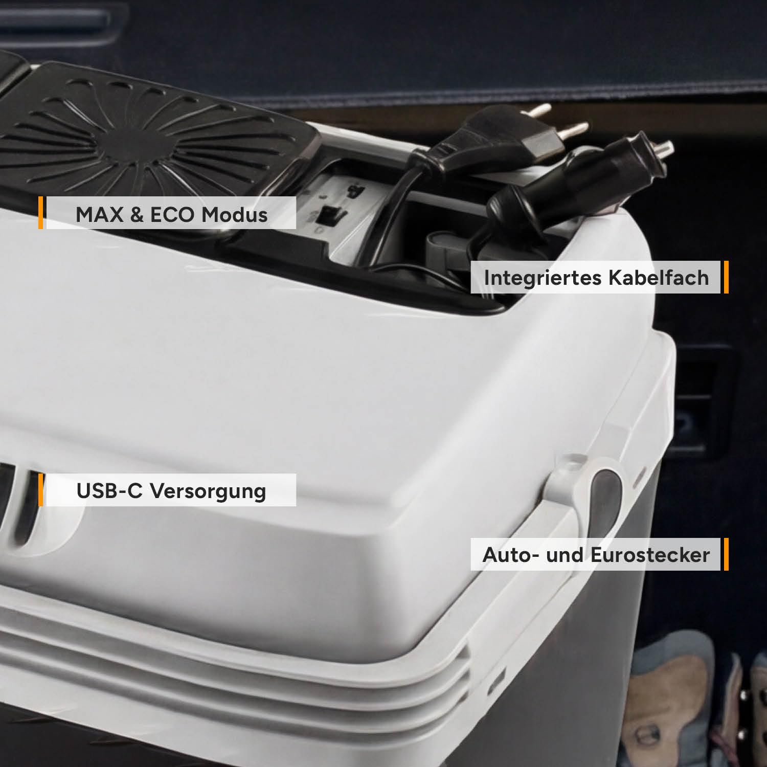 TZS First Austria Thermoelektrische Kühlbox 32L 230V/12V/USB-C PD 3.0 Mobile Minibar Schwarz/Grau
