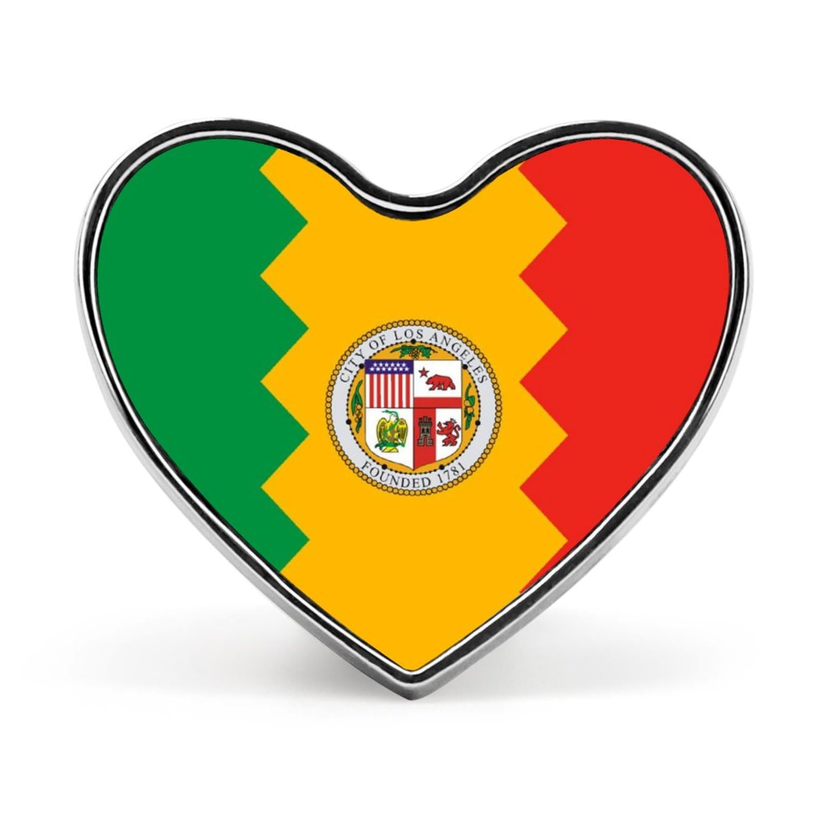 Flag of Los Angeles Heart Badge Pin Metal Reel Pins Memorial Brooch Button Lapel Pins for Backpack Wedding