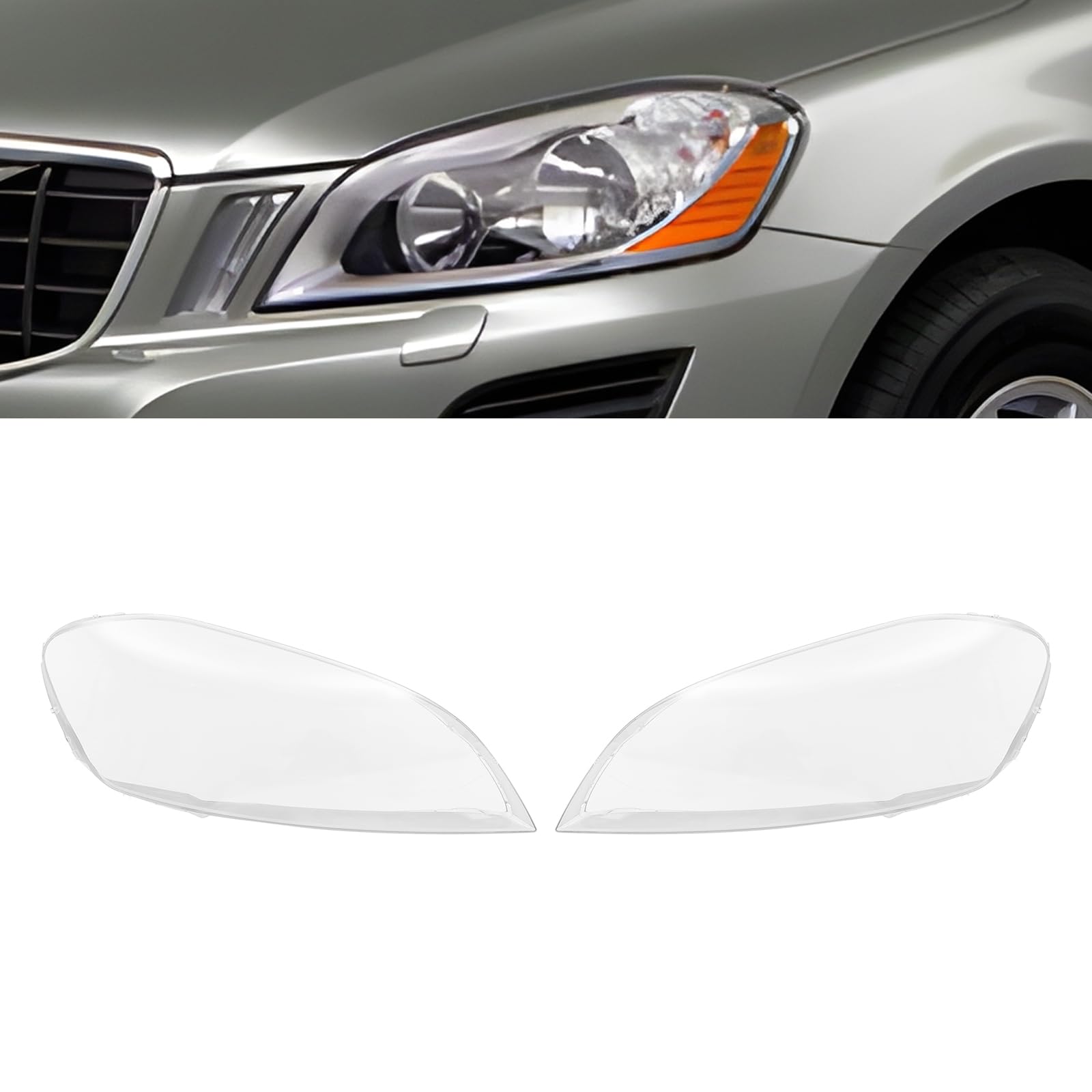 DuYouG Headlight Covers Fit for 2009 2010 2011 2012 2013 Volvo XC60 Headlight Lens Covers Headlamp Guard Clear Lens Left Driver Side + Right Passenger Side (LH+RH)