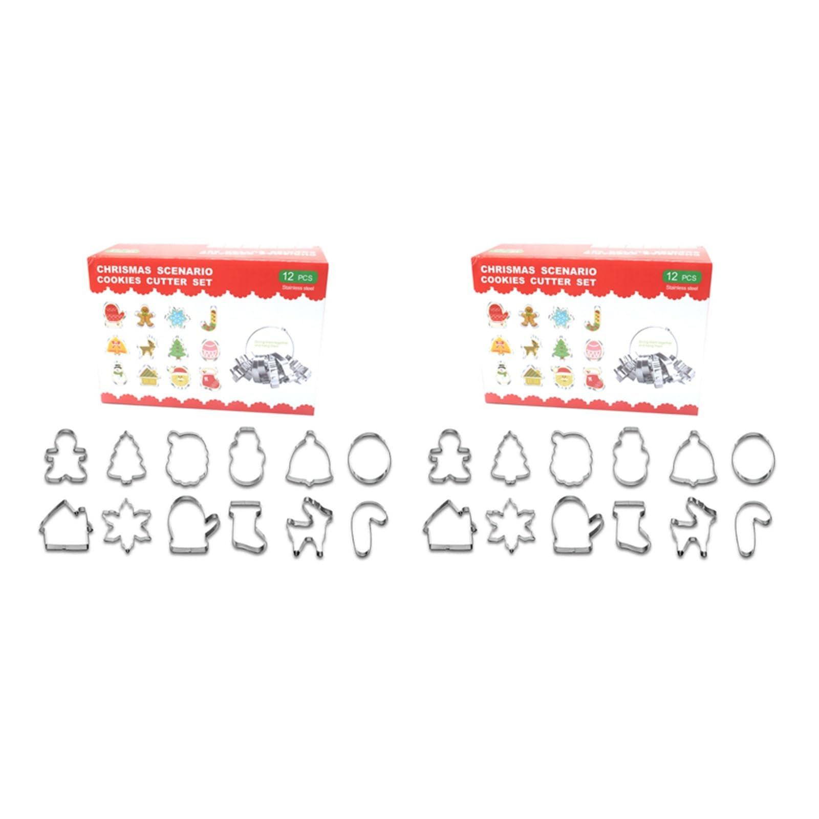 Set di 12 stampi for biscotti natalizi in acciaio inossidabile con pan di zenzero e albero di Natale(20pcs)