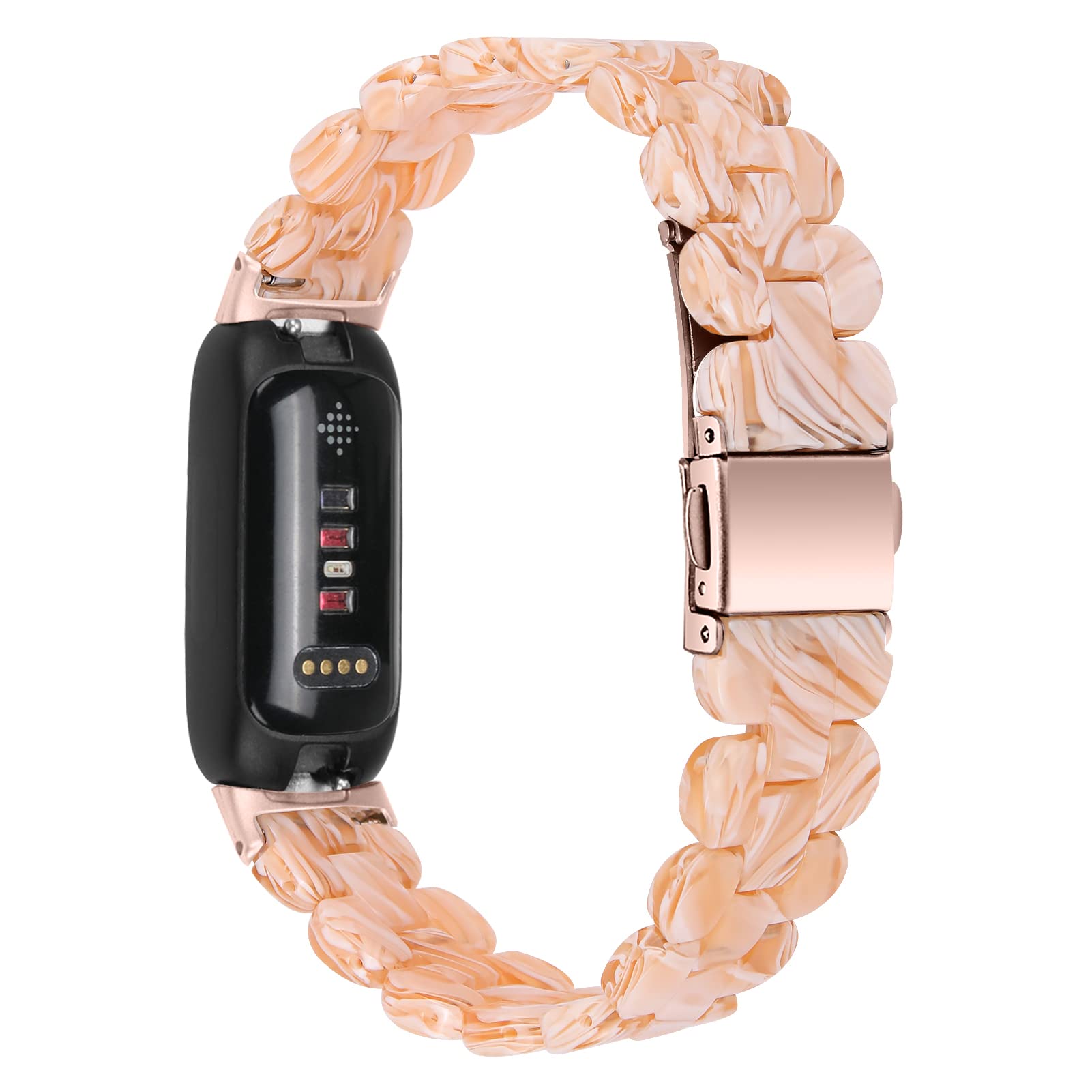 AISPORTS Resin Strap Compatible with Fitbit Inspire 3 Strap for Women Men, Lightweight Crystal Resin Sport Wristband Metal Buckle Clasp Bracelet Replacement Strap for Fitbit Inspire 3 Fitness Tracker