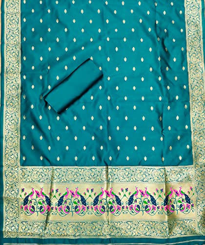 Image of Pandadi Women's Banarasi Paithani Woven Design Dress Material