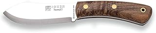 Joker Knife Nessmuk S CN132-P, Walnut Handle, 4.3 in. Blade Sandvik 14C28N, with Brown Leather Sheath and Flint, Tool for Fishing, Hunting, Camping and Hiking - Joker