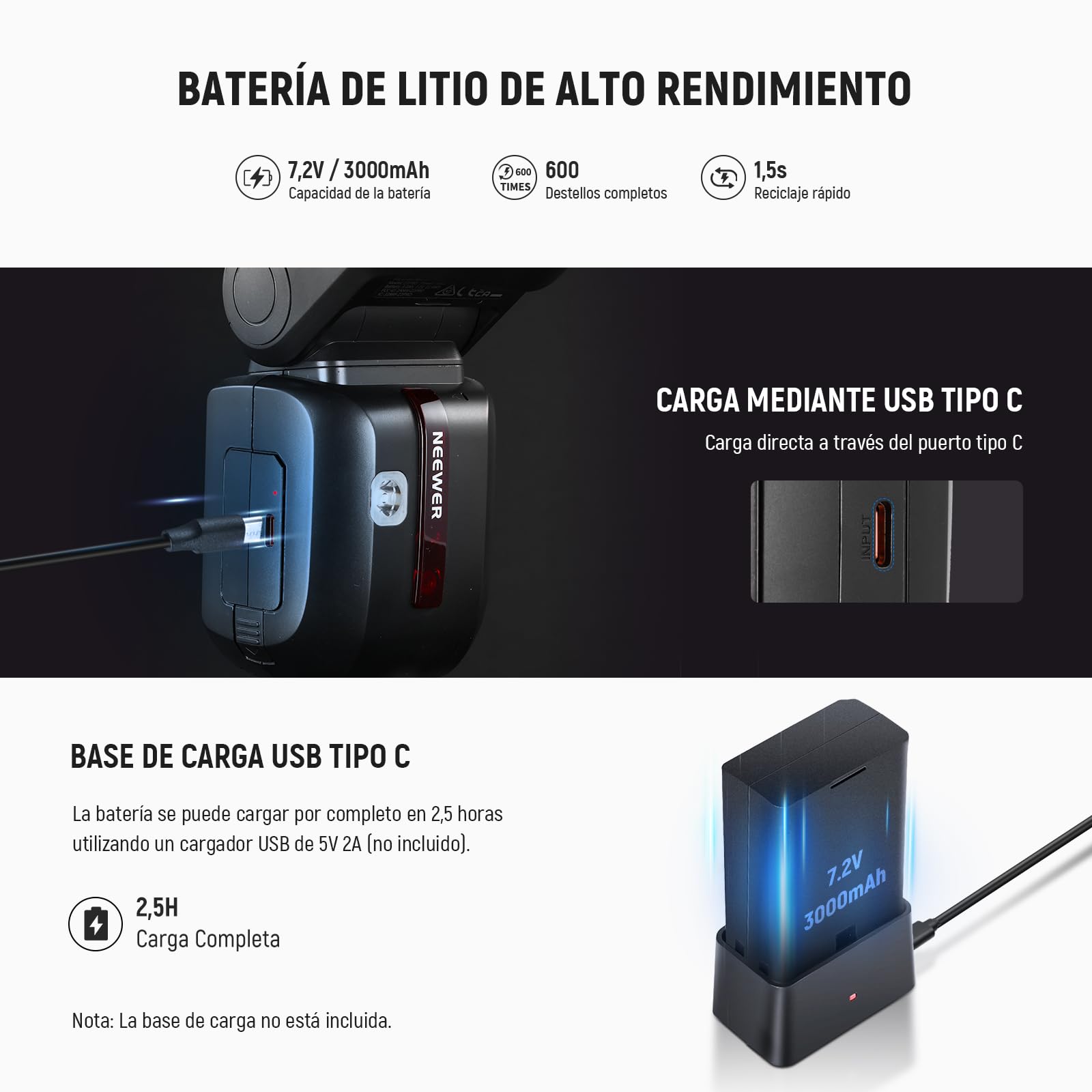 NEEWER Z2PRO-C 2.4G TTL Flash Speedlite Cabeza Redonda Compatible con Canon