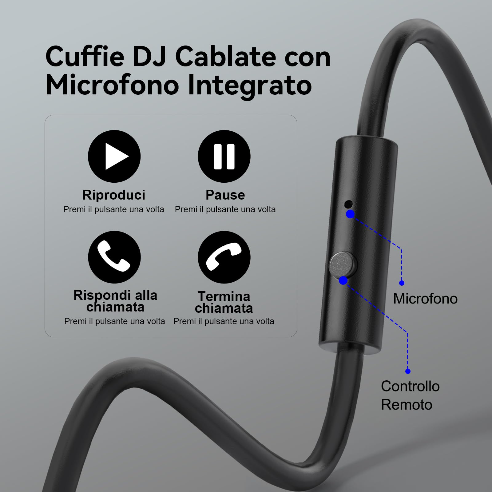 OneOdio Pro 10 Cuffie Over Ear Cablate con Microfono Shareporte Jack 3,5 mm 6,35 mm per Registrazione Mixaggio DJ