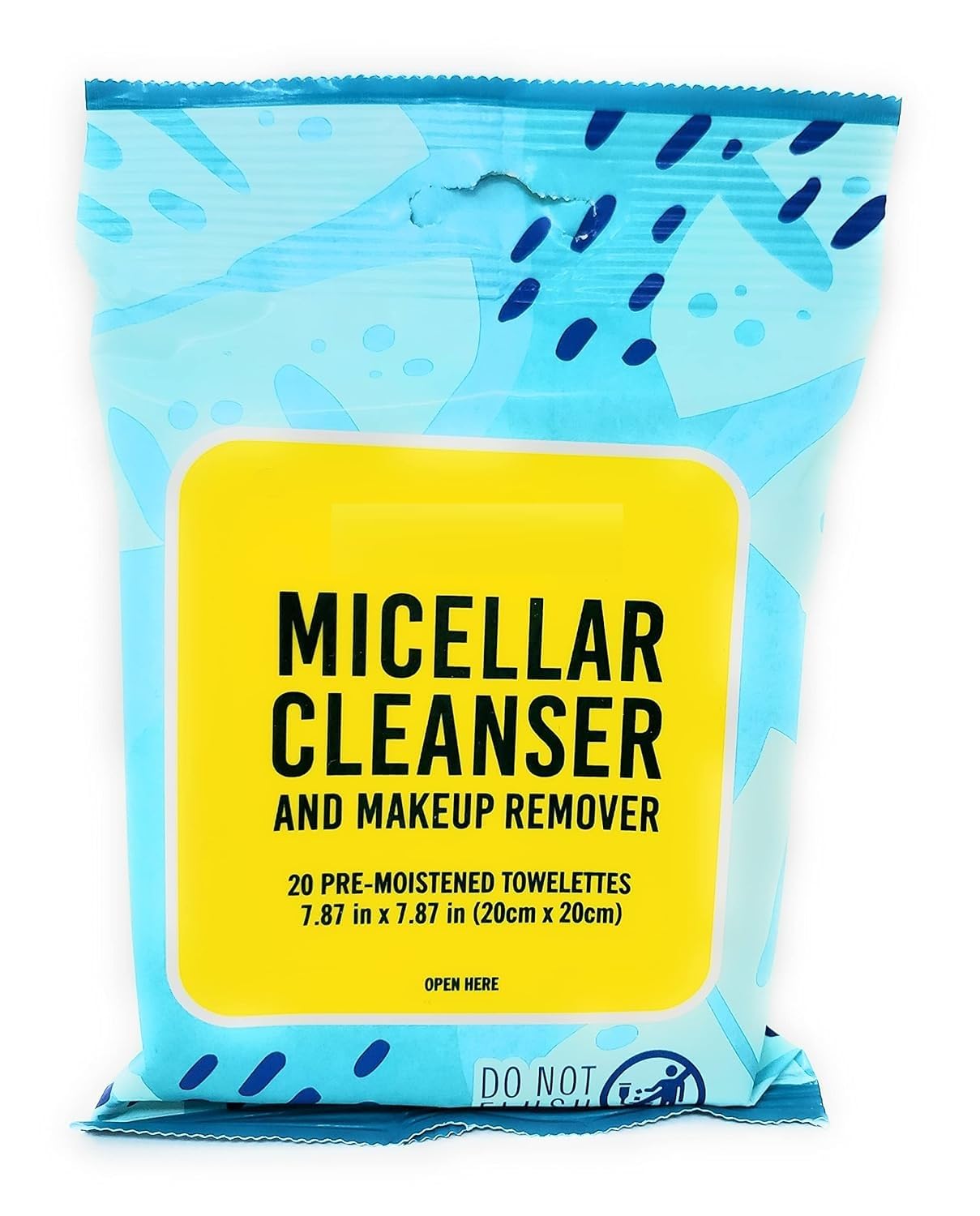 Micellar Cleanser and Makeup Remover 20 Pre-Moistened Towelettes 7.87 in x 7.87 in - Pack of 2