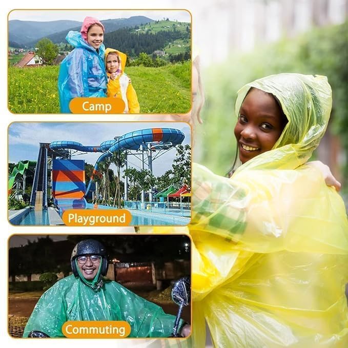 AALIQADR Disposable Emergency Raincoat Pack of 5 | Polyester Waterproof Poncho for Men & Women 3