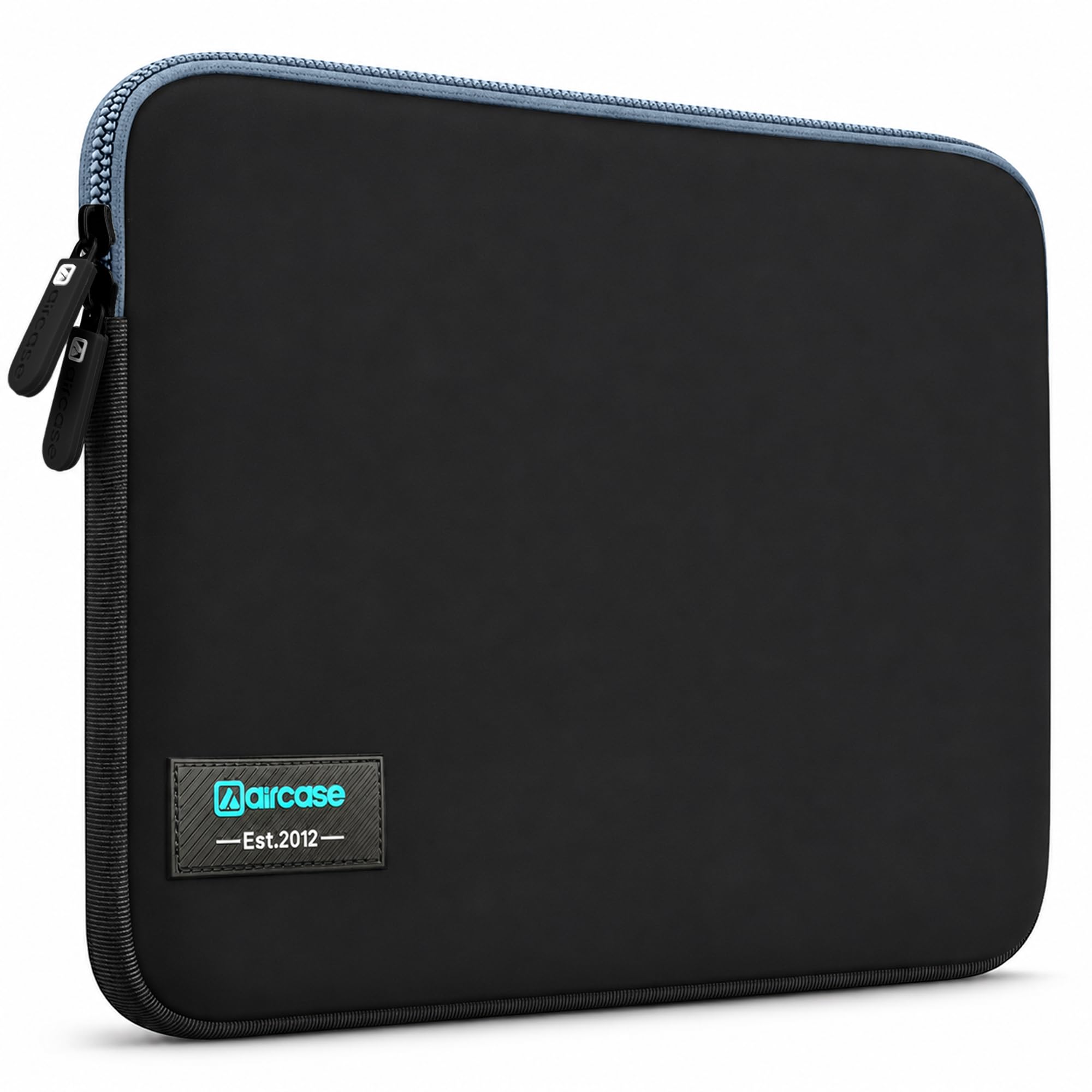 AirCase Neoprene Laptop Sleeve Case Cover for 14.1 Inch MacBook, Dell, HP, Lenovo, More| Water-Resistant, Shockproof Padding, Scratch-Proof| Slim Fit, Wrinkle Free, TSA Security Friendly (Black-Grey)-image-1