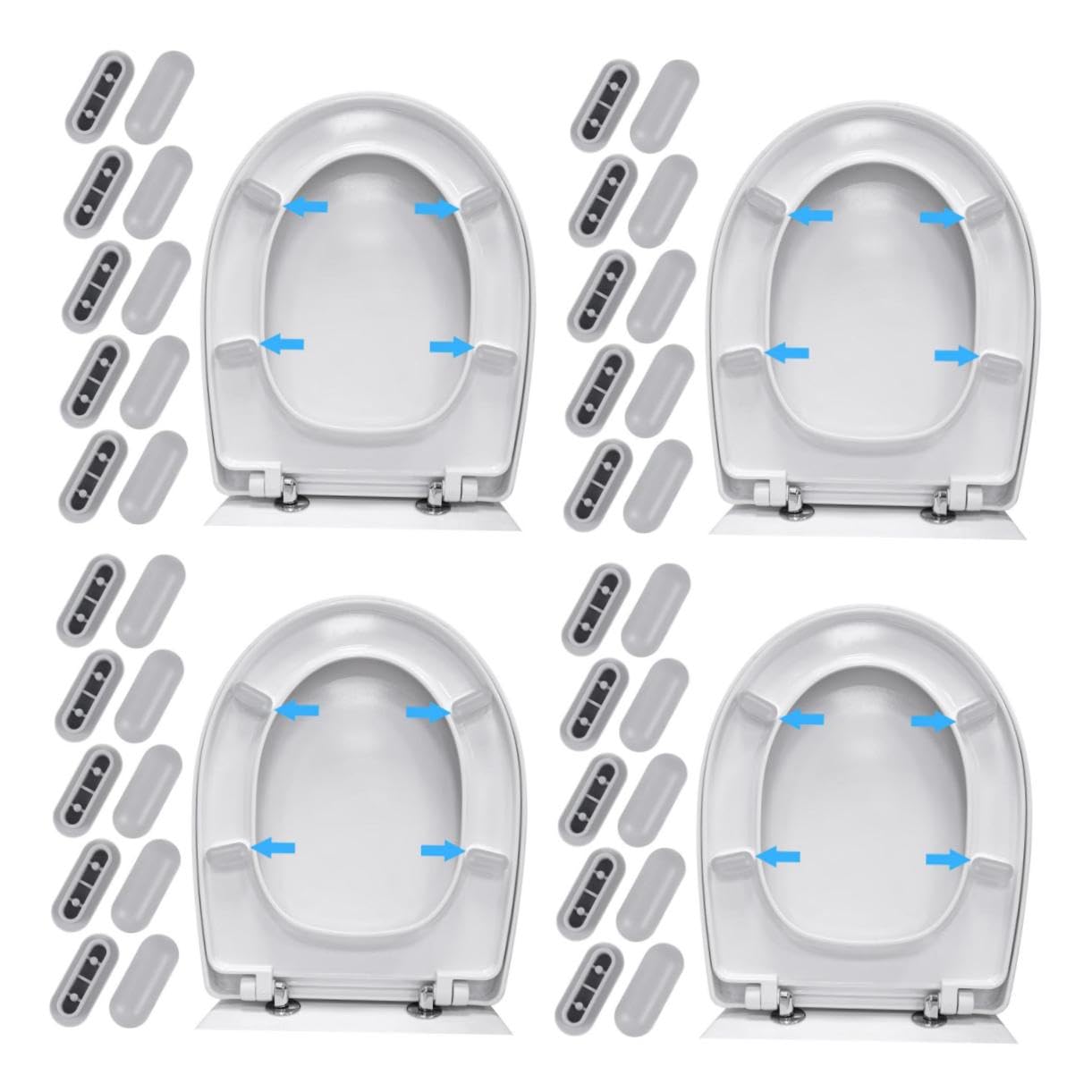 Mipcase 2sets Toilet Seat Gaskets Round Toilet Seats Cushioned Pads Noise Reducing Anti-slip 10pcs*2