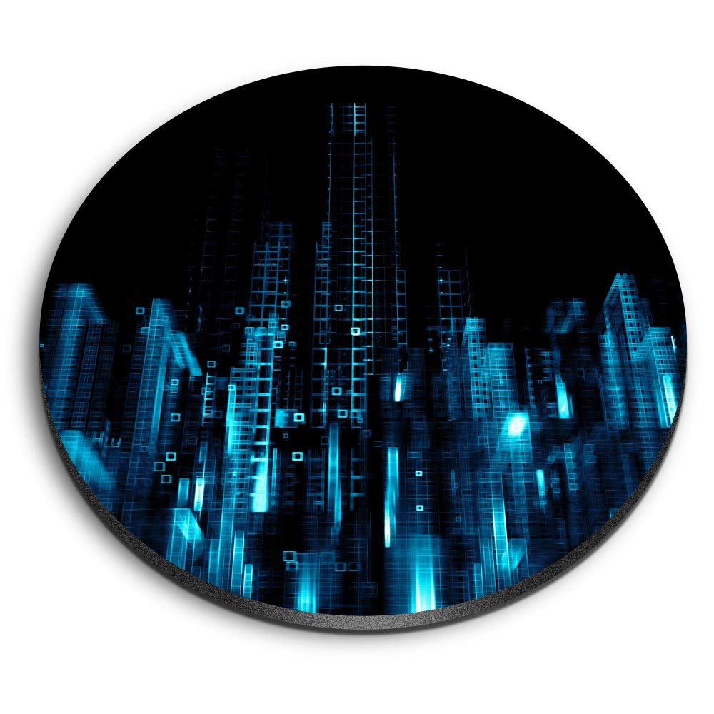 1 x Round MDF Magnet - 3D Digital Concept City Buildings 21054