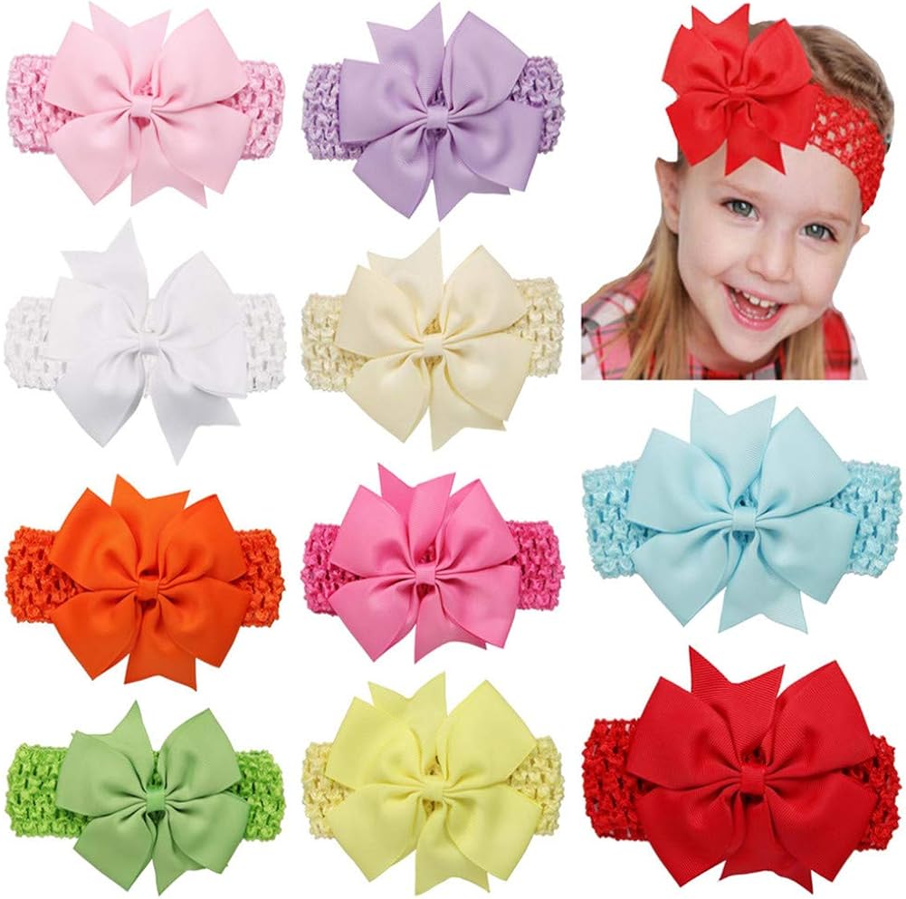 QandSweet Baby Girl Headbands Fishtail Bowknot (10 Pack)